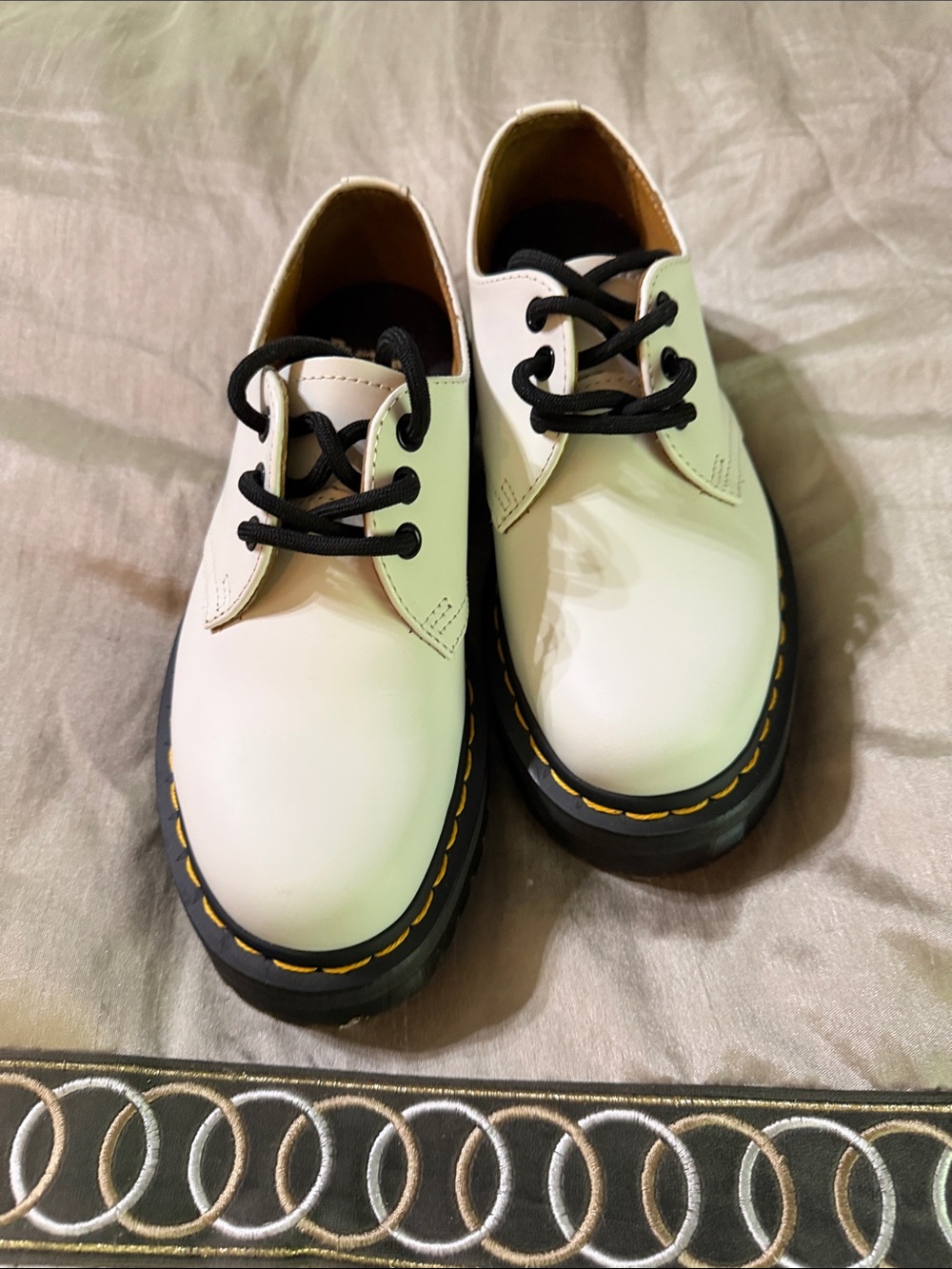 Dr. Martens 1461 Quad White Leather Shoes with Black Laces
